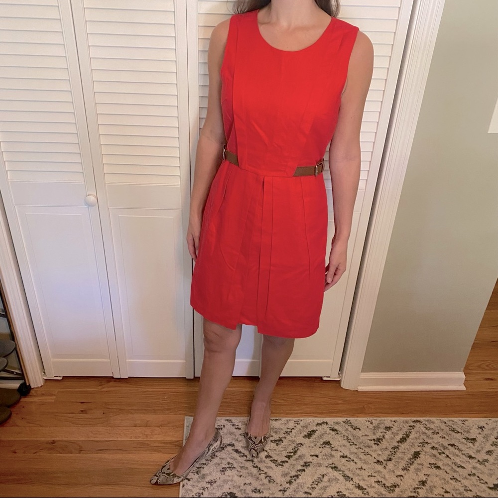 Esley Tangerine Knee-Length Dress